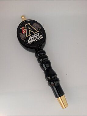 Johnny Appleseed Tap Handle Black Gold Wood Cider Collectible ~10"